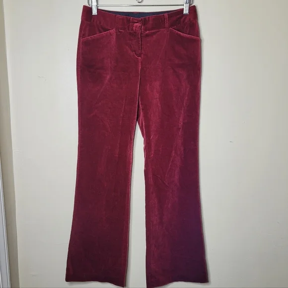 Express Design Studio Vintage Y2K Red Velvet Editor Pants Size 2 - Picture 3 of 8